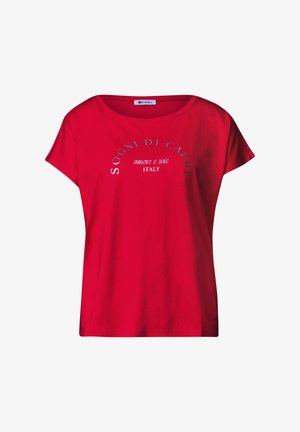 Street One, DROP-SHOULDER SHIRT WITH ROUND NECK - T-shirt imprimé - salsa red