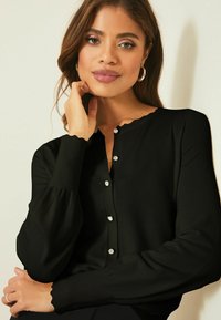 Lipsy SCALLOP DETAIL CREW NECK THROUGH REGULAR FIT - Kardigán - black
