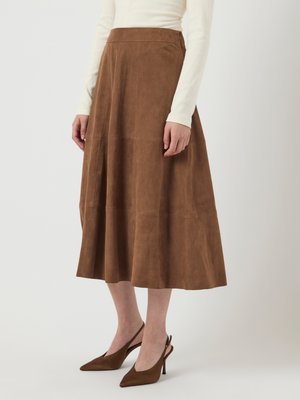 YASPALMA LONG SKIRT - Leren rok - emperador