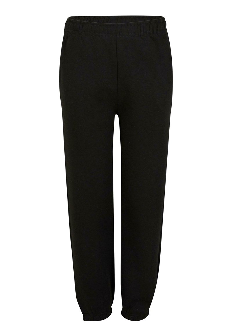 Schwarze Jogginghose aus weichem Stoff, mit einem elastischen Bund und Bündchen, geradem Beinansatz und ohne sichtbare Muster oder Logos.