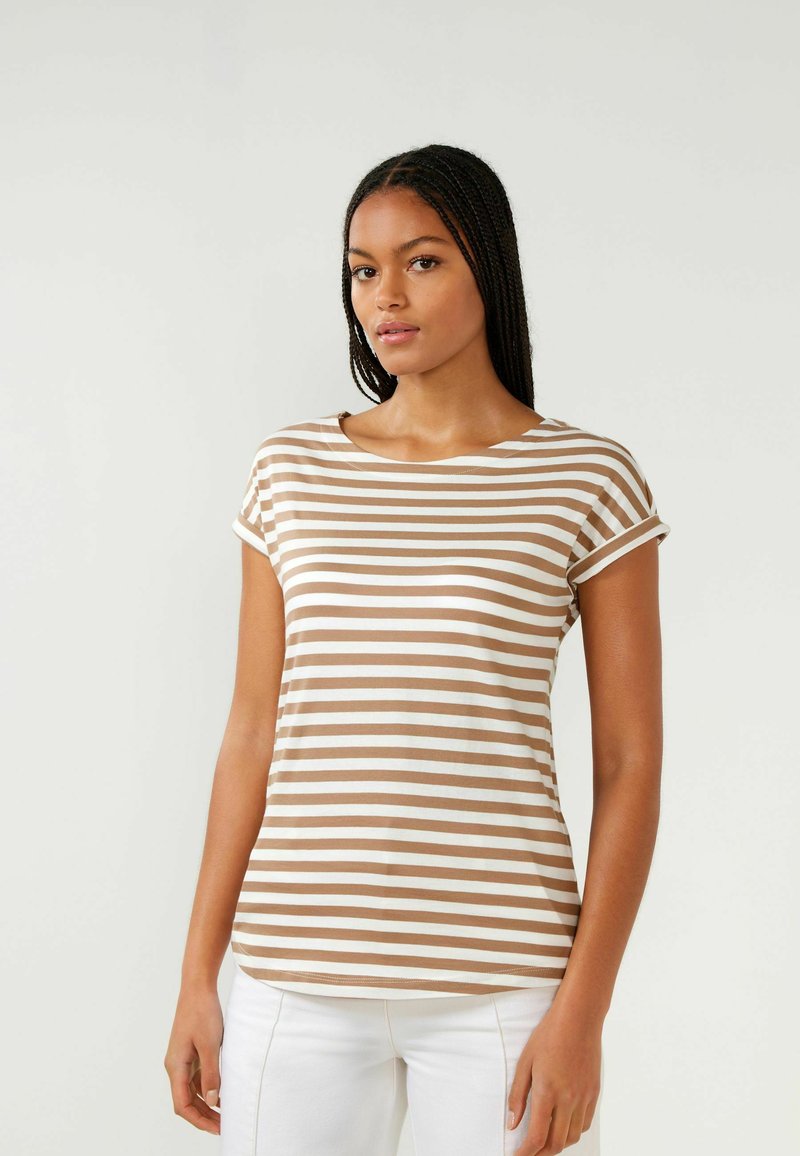 Next ROUND NECK CAP SLEEVE - T-Shirt print - neutral stripe