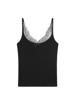 Massimo Dutti, STRAPPY LACE-TRIMMED CAMISOLE TOP - Top - black
