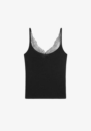 Massimo Dutti, STRAPPY LACE-TRIMMED CAMISOLE TOP - Top - black
