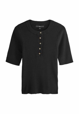 Next BUTTON UP SHORT SLEEVE  - Printtipaita - black