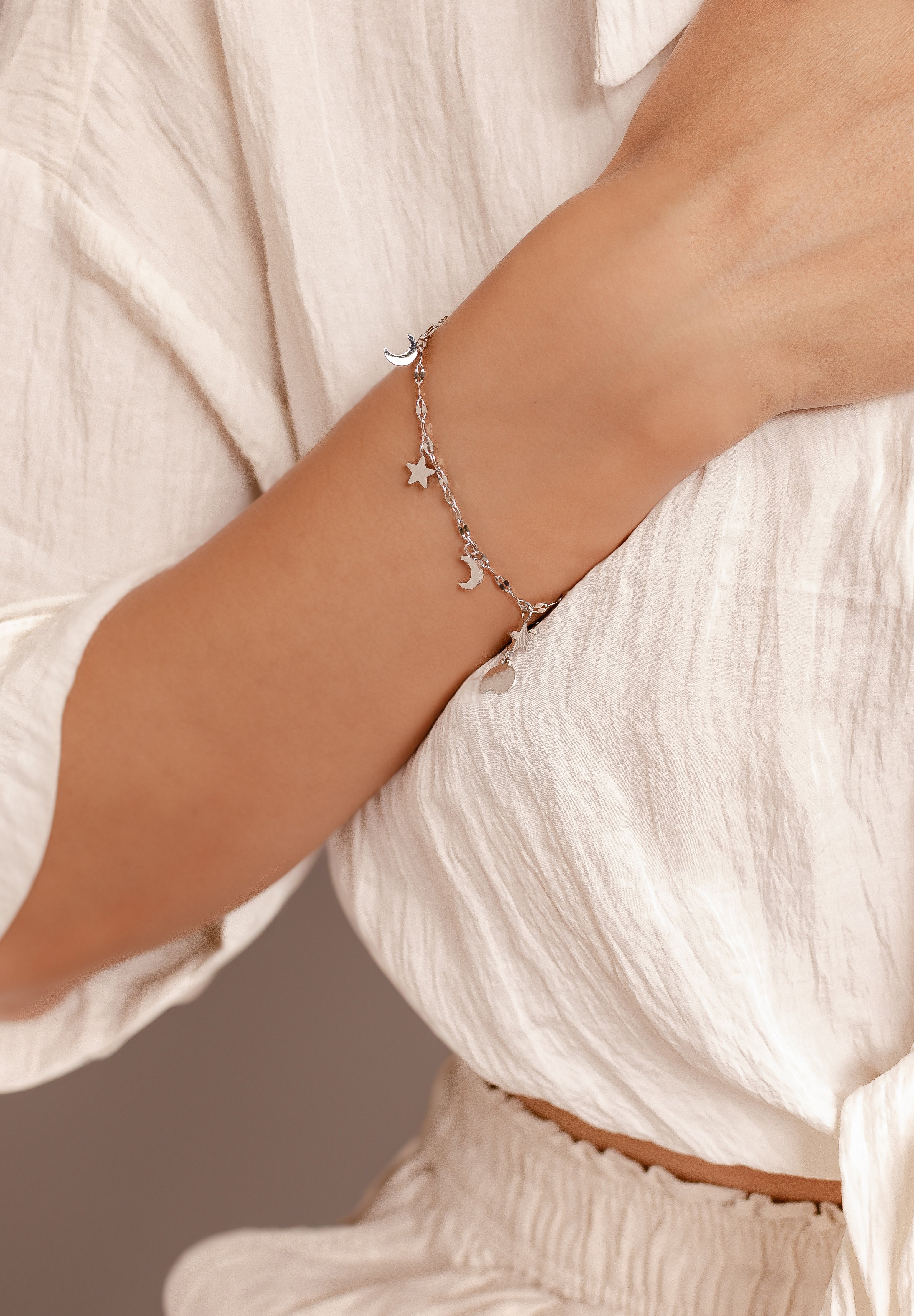 Hey Happiness STAR AND MOON - Bracelet - silver-coloured - Zalando