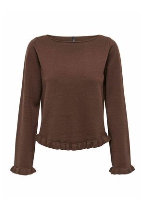 ONLY, ONLCINDEREL FRILL ONECK - Pullover - coffee bean