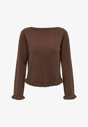 ONLY, ONLCINDEREL FRILL ONECK - Pullover - coffee bean