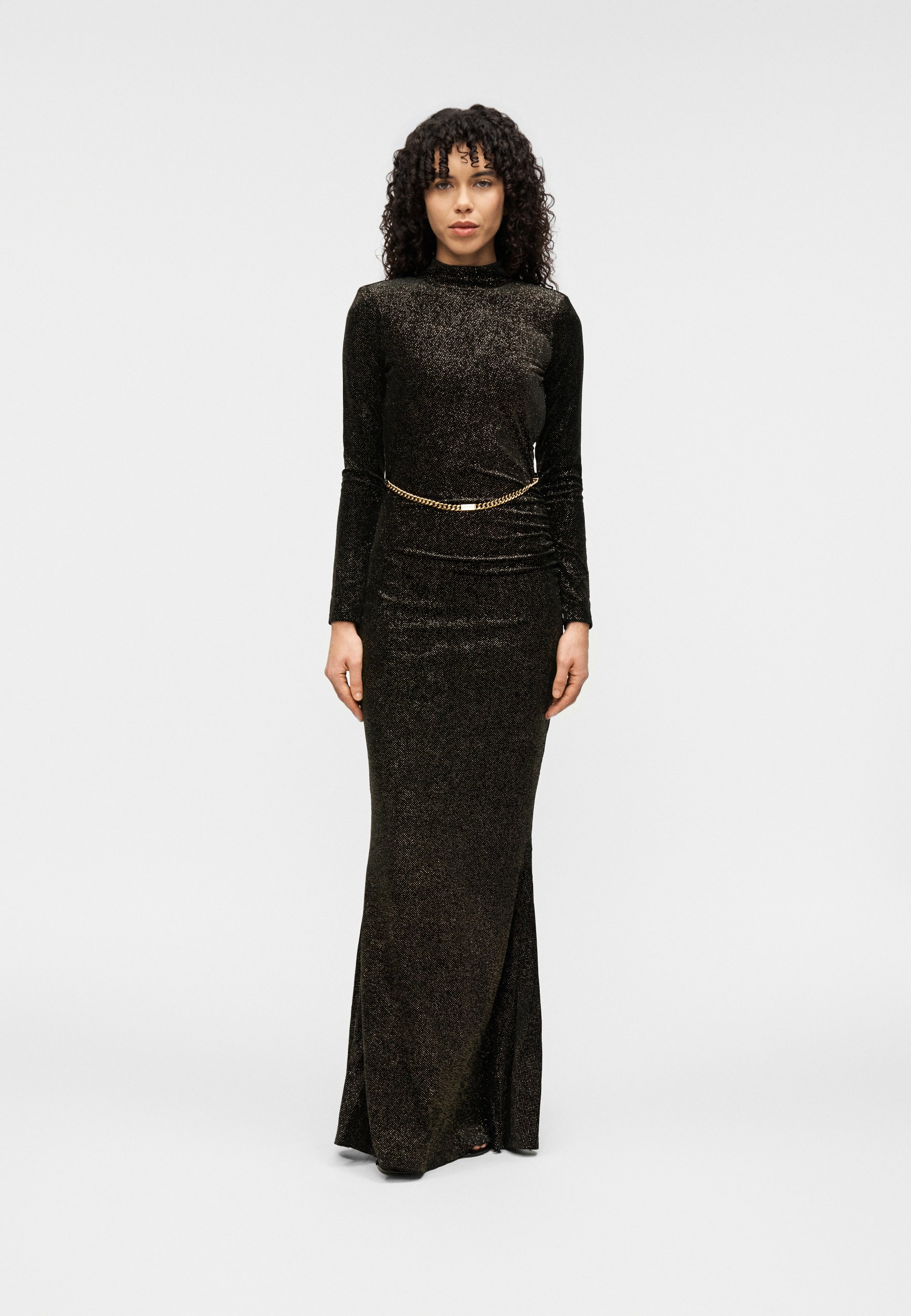 guess black gold dress Sheer-Bodice Prom Dress with Glitter main image 1