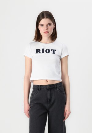 NMMOLLY GRUNGE - Apdrukāts T-krekls - bright white