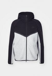 TECH - Majica s kapuljačom i patentnim zatvaračem - black/dark grey heather