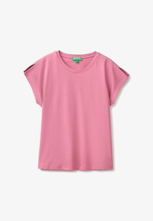 United Colors of Benetton, SHORT-SLEEVE T-SHIRT WITH A SLIT AT THE SLEEVE HEM.. - T-Shirt basic - pink