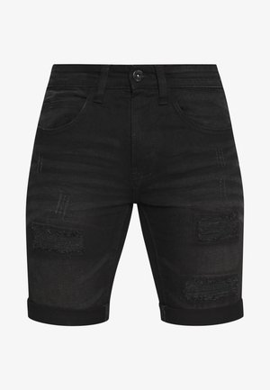 Sorte denimshorts med et slidte design, der har revne stofdetaljer og et opfoldet nederste. Mellemhøj talje med forlommer.