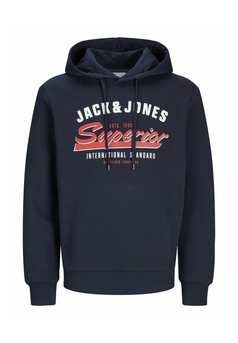 Pull à Capuche Jack & Jones Taille L - Bleu Avec Graphique - Polaire - Occasion Très Bon état