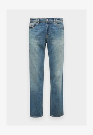 Blå denimjeans med rett passform, med lys vask, fem-lommers design, subtil søm og knapp- og glidelås-lukking.