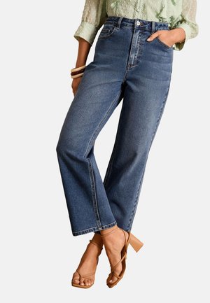 Love & Roses REGULAR FIT - CROP  - Trapézfarmer - mid wash blue