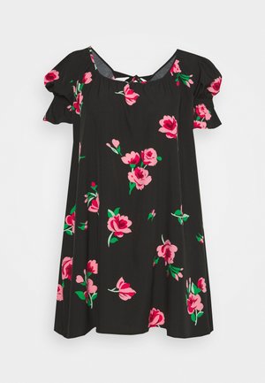 PLUS FRILL CUFF SWING DRESS - Denní šaty - black