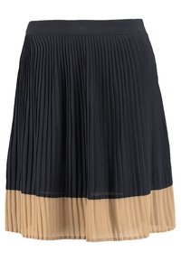 Gonna plissettata con la parte superiore nera e la parte inferiore beige. Realizzata in tessuto leggero con una vita per maggiore comfort.