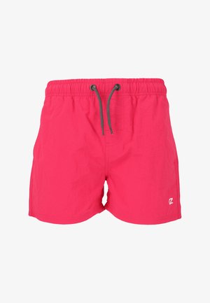 Rosa Badeshorts mit elastischem Bund, verstellbarem Kordelzug und weißem Logodetail unten rechts. Leichter Stoff, schlichtes Design.