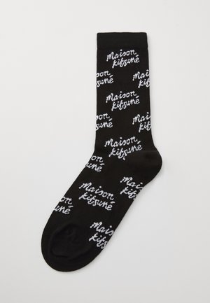 Maison Kitsuné HANDWRITING ALL OVER SOCKS UNISEX - Chaussettes - black