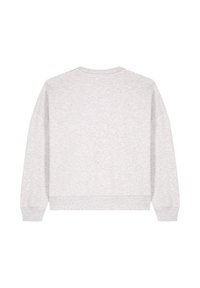 Grijze sweatshirt van een zachte, textuurrijke stof. Heeft een ronde halslijn, lange raglanmouwen, en ribgebreide boorden en zoom.