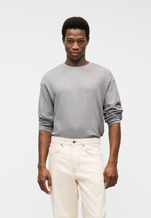 SLHRELAXCALEB O NECK - Μπλούζα με μακριά μανίκια - medium grey melange