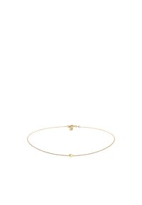 Goldfarbener Armreif mit einer feinen Kette und einem kleinen Herzanhänger. Einfaches Design mit einem Karabinerverschluss für eine sichere Befestigung.