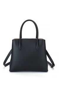 Sac à main structuré noir en simili cuir texturé. Dispose de deux poignées supérieures, d'une bandoulière réglable et d'un design minimaliste.