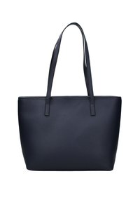Borsa tote blu navy in materiale testurizzato, con due manici lunghi e una forma strutturata senza decorazioni visibili.
