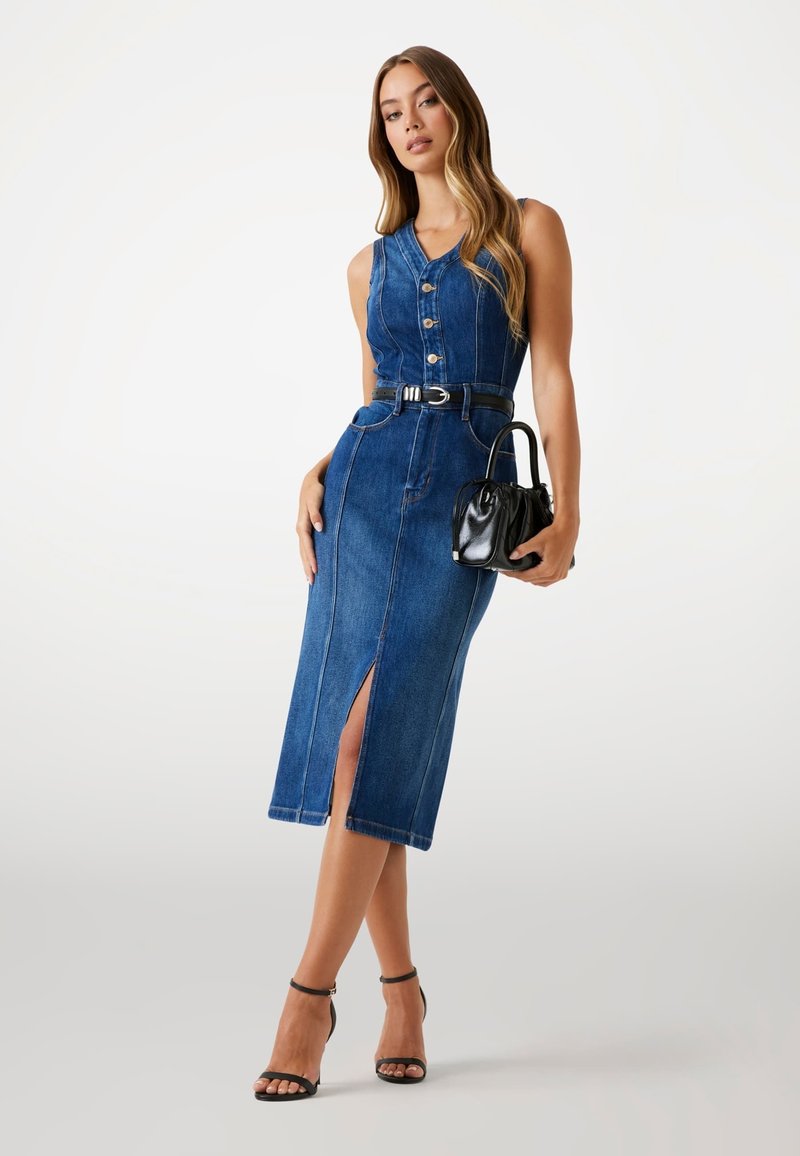 Guess MITTELLANGES BODYCON - Denim dress - blau/blue - Zalando