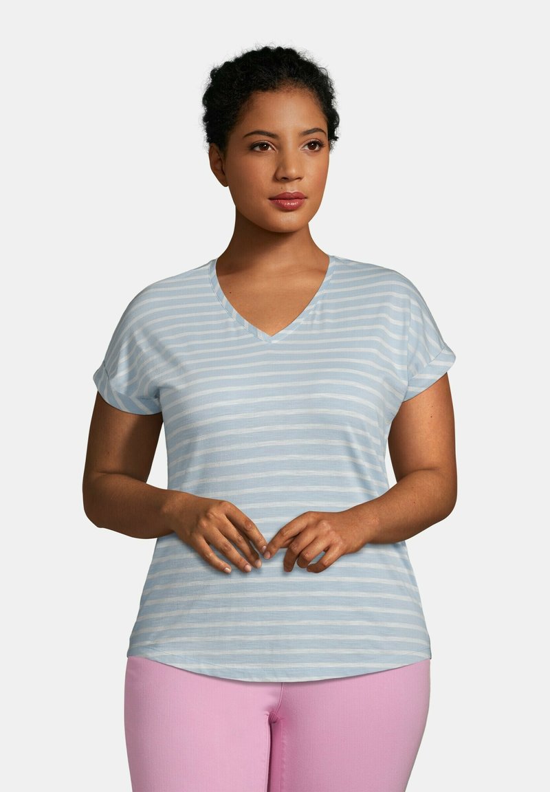 LANDS' END PLUS SIZE Tshirt con stampa soft blue hazewhite stripe