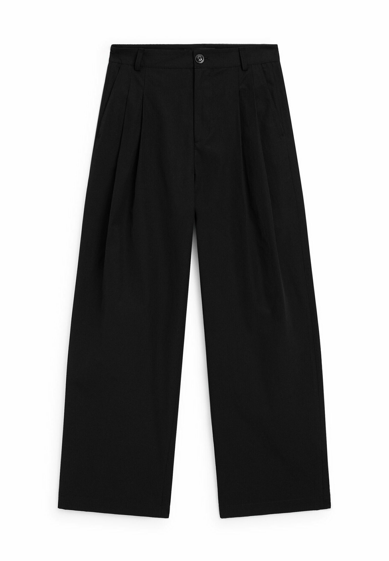 Massimo Dutti WIDE-LEG PLEATED - Trousers - mottled black