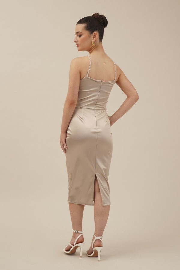 EMMA HALTER NECK MIDI - Jersey dress - champagne2