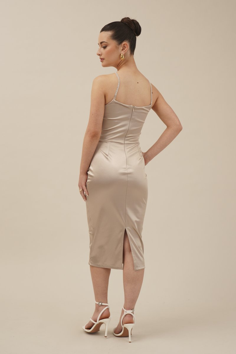 WAL G PETITE EMMA HALTER NECK MIDI - Jersey dress - champagne/gold-coloured  - Zalando.co.uk