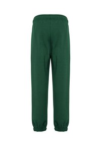 Gröna sweatpants i mjukt tyg, med elastisk midja, smalnade ärmslut och utan synliga sömmar eller fickor.