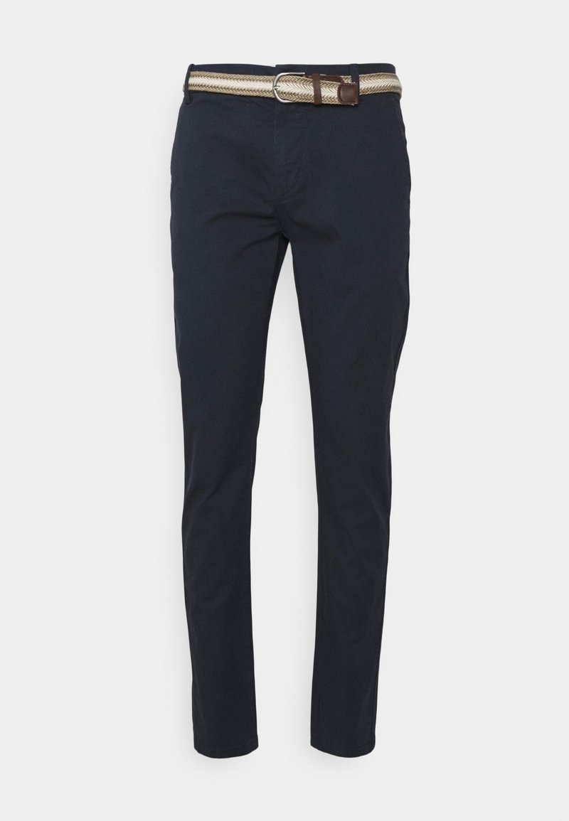 Lindbergh SLIM FIT SUPERFLEX PANTS BELT - Chinos - dark blue