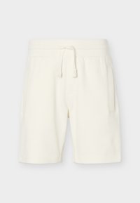 Λευκά υφασμάτινα σορτς μέχρι το γόνατο με ελαστική μέση και κορδόνι, με πλαϊνές τσέπες και άνετη γραμμή.