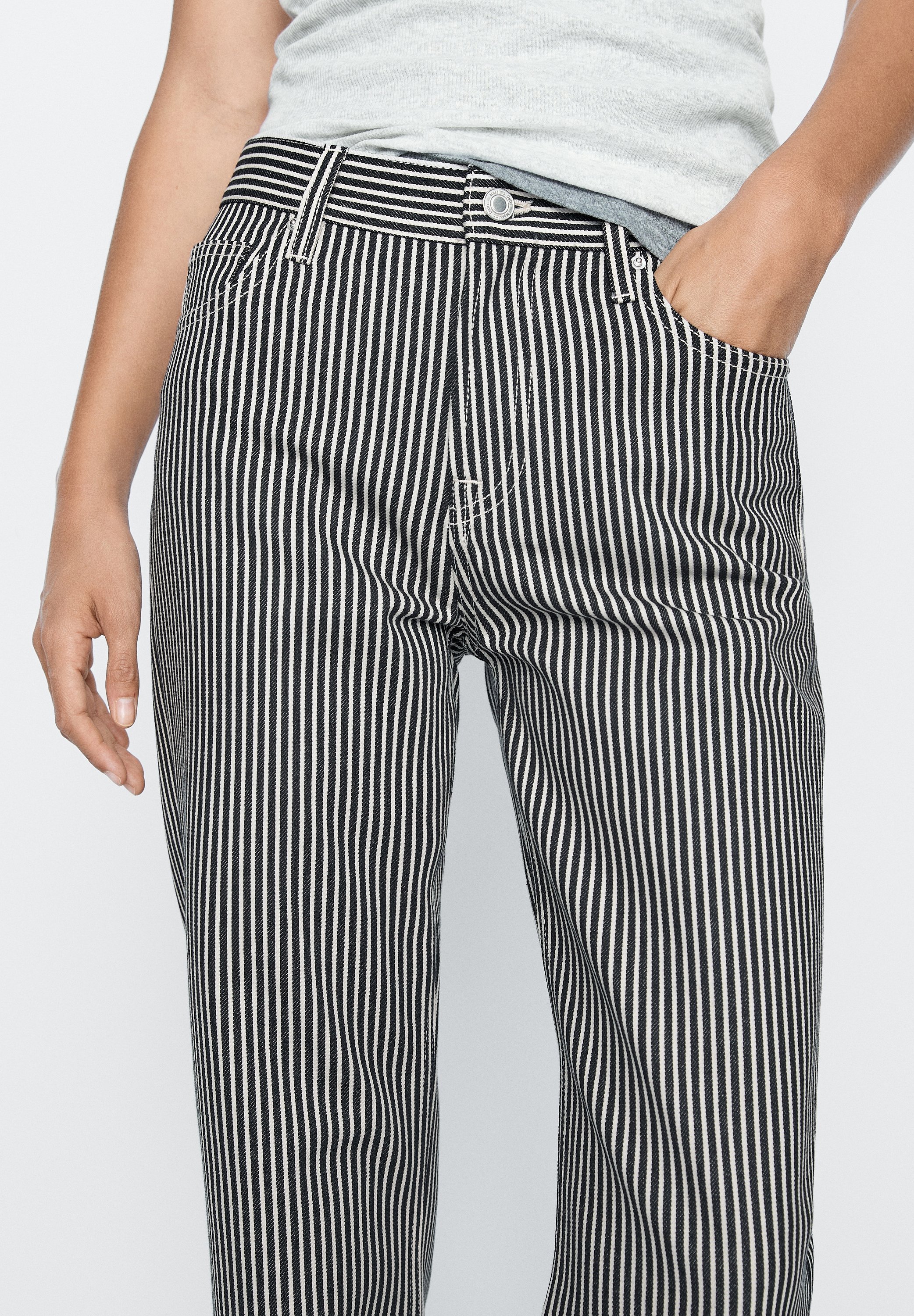 Massimo Dutti STRIPED LOW-RISE STRAIGHT-LEG - Jeans a