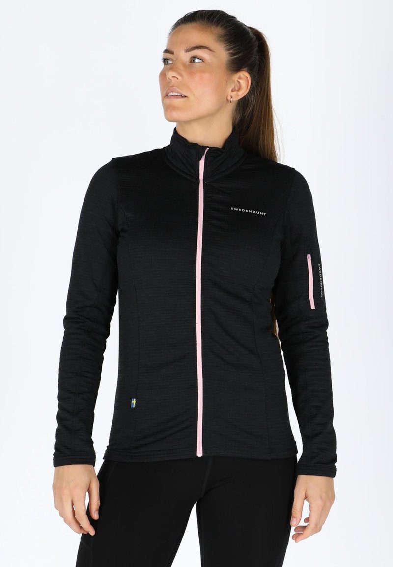 Swedemount TRAIL STRETCH - Felpa con zip - black melange lt pink