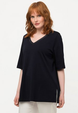 À MANCHES COURTES EN PIMA LIGNE A ET COL JABOT - T-Shirt print - dark blue