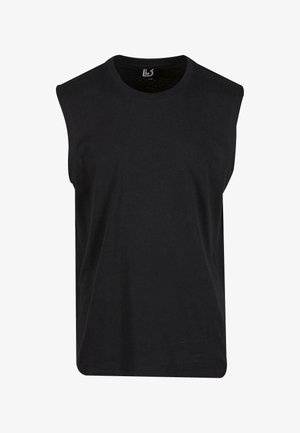 Must hämarikk T-särk, mis on valmistatud pehmest puuvillast, ümmarguse kaelusega ja lõdva silueti ning ilma nähtavate mustrite või aktsendita.