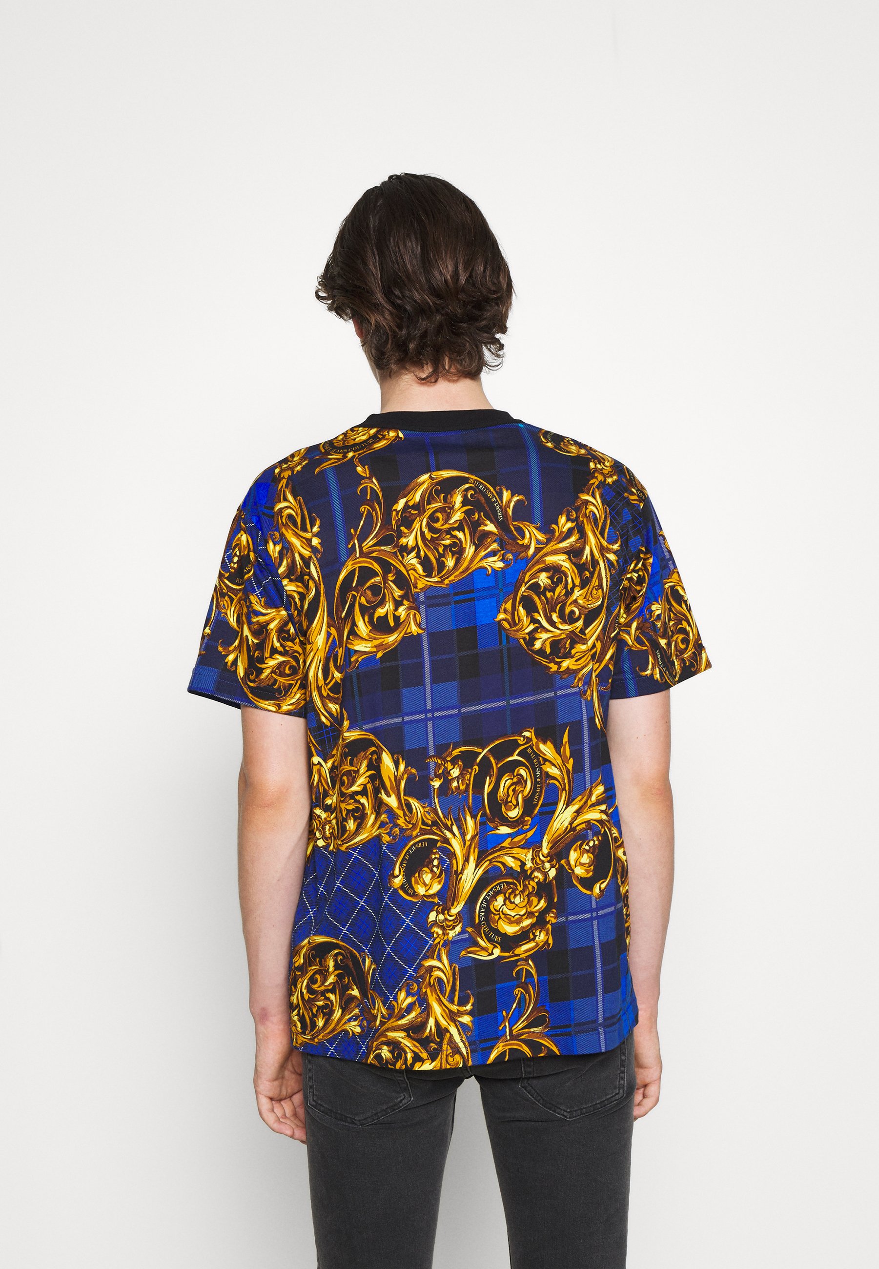 versace shirt blue and gold
