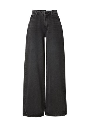 Svarte vide denimbukser med høy midje. Slitesterkt stoff med lommer og synlige sømdetaljer. Ren, minimalistisk design.