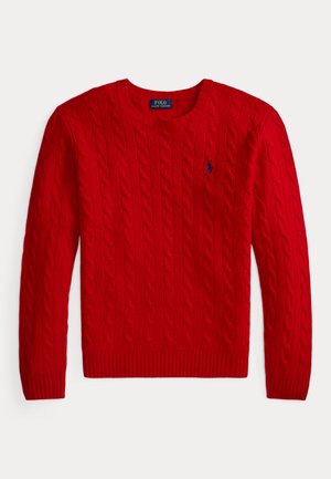 Polo Ralph Lauren, CABLE-KNIT WOOL-CASHMERE SWEATER - Svetrík - red