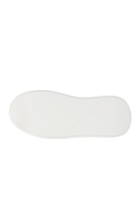 Semelle intérieure blanche avec une surface texturée, présentant un motif en nid d'abeille et une forme lisse et arrondie. Épaisseur uniforme sur toute la surface.