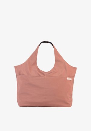 Zachte roze stoffen draagtas met brede handgrepen en een klein rechthoekig Bench-logo aan de bovenkant rechts.