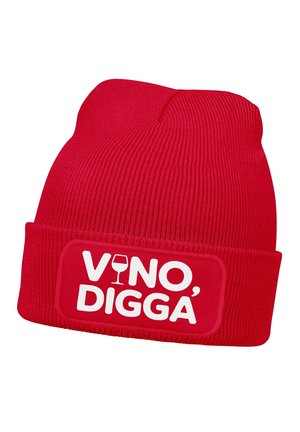 MIT SPRUCH AUFDRUCK LUSTIG VINO DIGGA - Beanie - rot