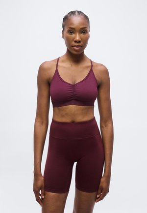 Even&Odd active, LOW SUPPORT SPORTS BRA WITH FRONT RUCHING AND CROSS BACK - Sports-BH'er med let støtte - bordeaux