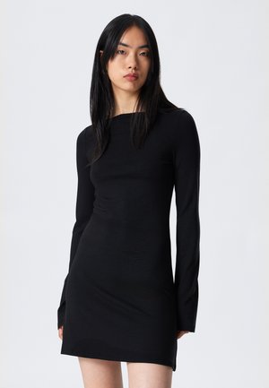 BOATNECK LONG SLEEVE DRESS - Jerseykjole - black