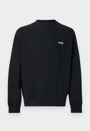 Musta pitkähihainen pyöreäkauluksinen collegepaita, jossa pieni valkoinen "ellesse"-logo vasemmassa rinnassa, resorit hihansuissa, kaula-aukossa ja helmassa.