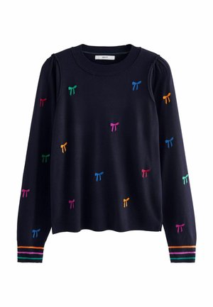 CREW NECK EMBROIDERED - Pullover - navy blue with rainbow bows